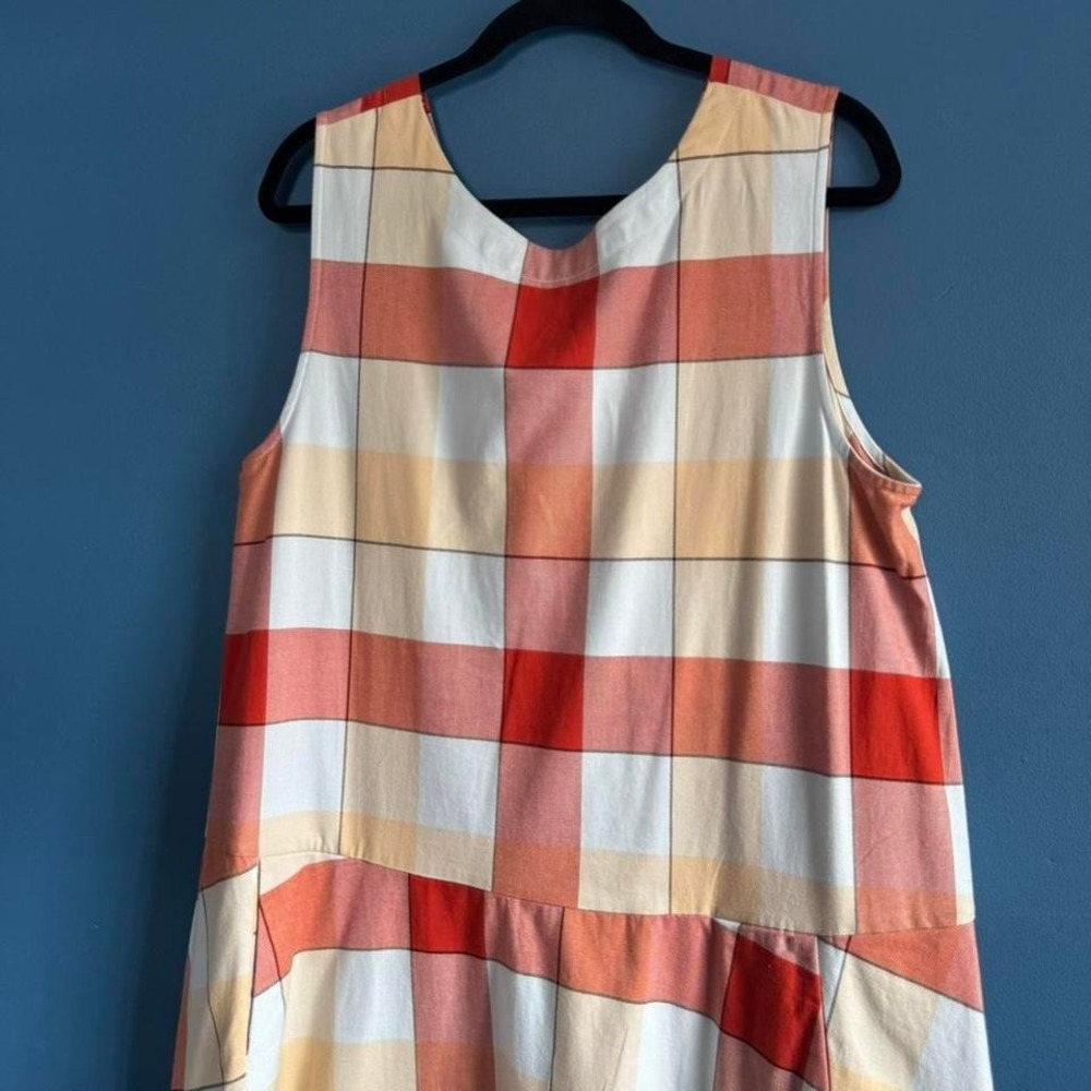 Kowtow Theatre Midi Dress Women's Size XL Plaid Reversible 100% Organic Cotton - Picture 6 of 8